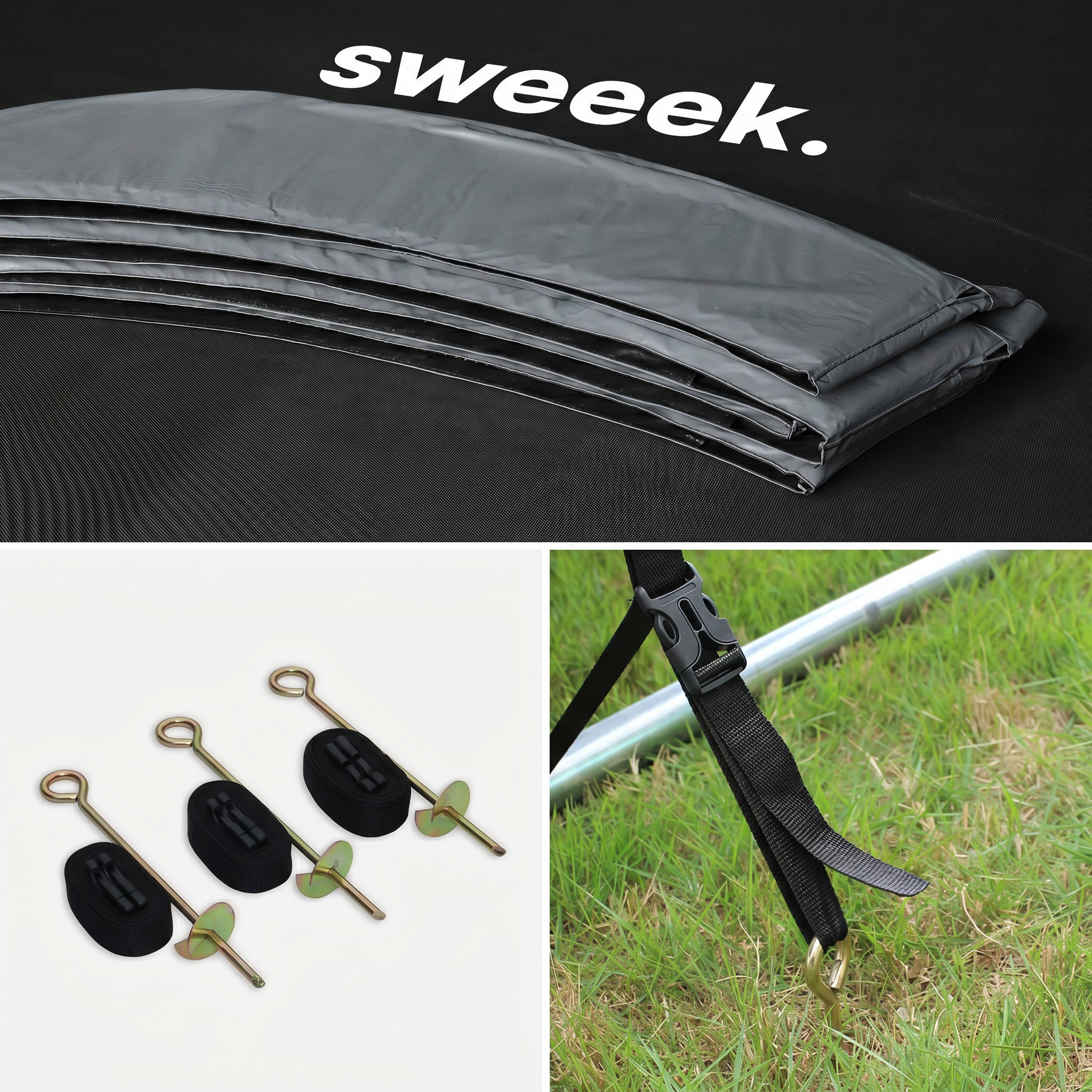 Trampoline Ø 250cm – Pluton Inner  XXL-  veiligheidsnet, ladder, dekzeil, verankeringskit en opbergnet voor schoenen - 2,5m 250 cm Photo6