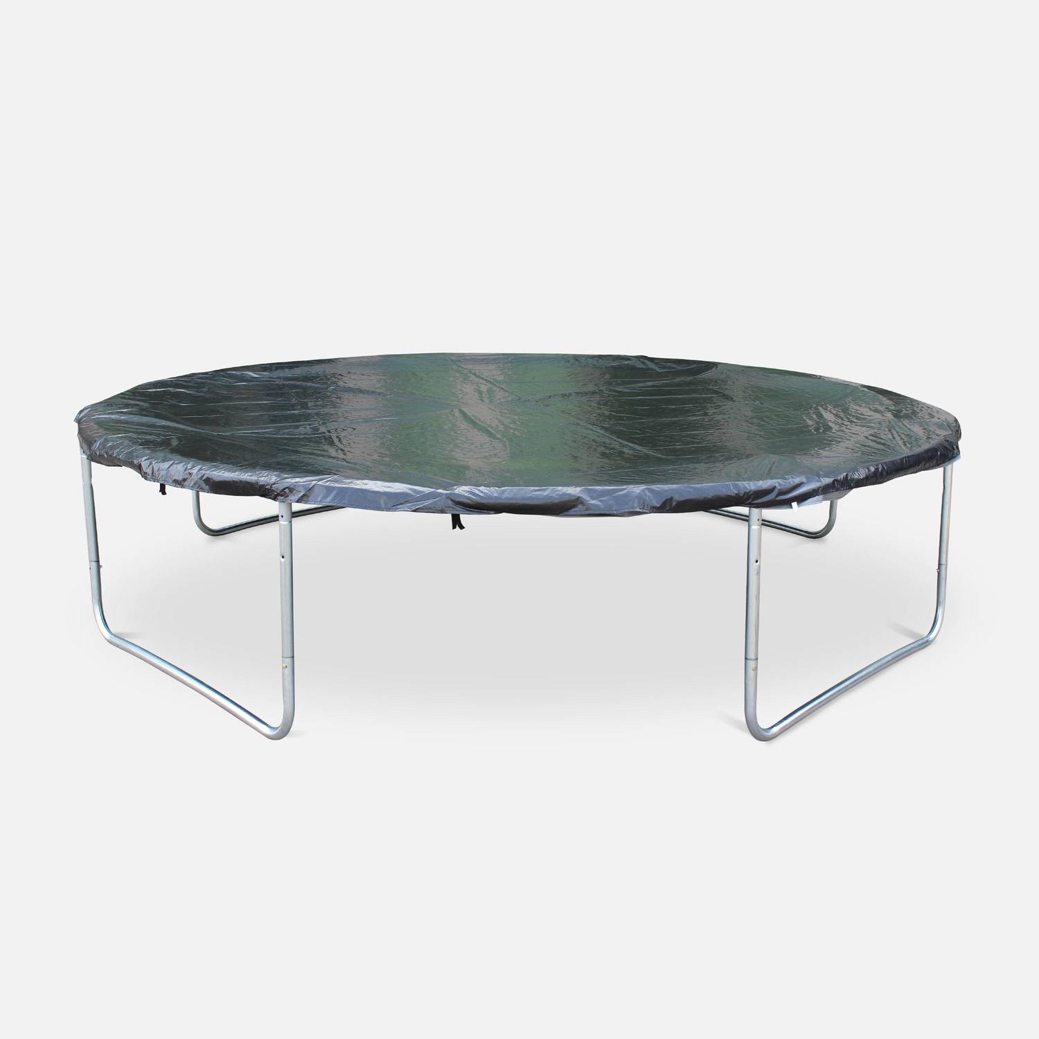 Trampoline rond Ø 370cm gris - Saturne Inner XXL – trampoline de jardin avec filet de protection intérieur, échelle, bâche, filet pour chaussures et kit d'ancrage Photo3