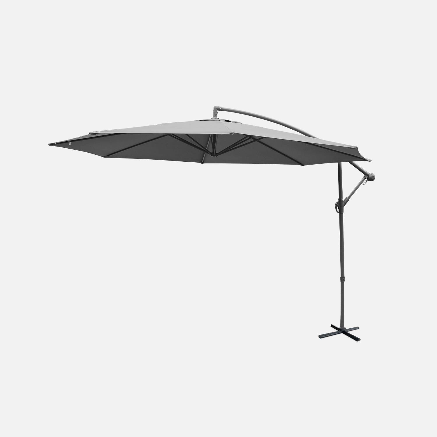Hardelot ombrellone rotondo sfalsato ⌀ 350 cm decentrato Grigio 8 stecche| sweeek
