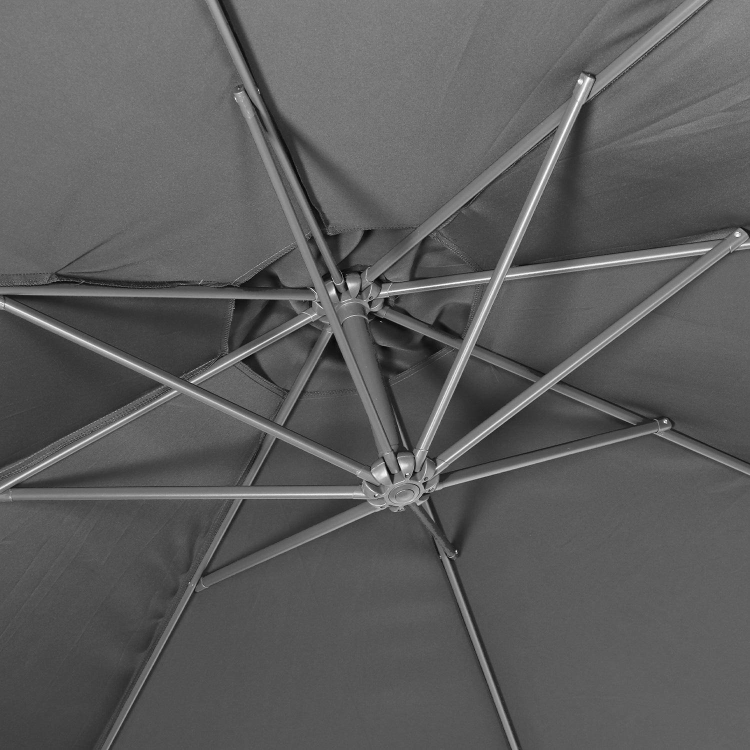Parasol déporté Ø350cm - Hardelot - Coloris Gris, structure anthracite, manivelle anti-retour. Photo5