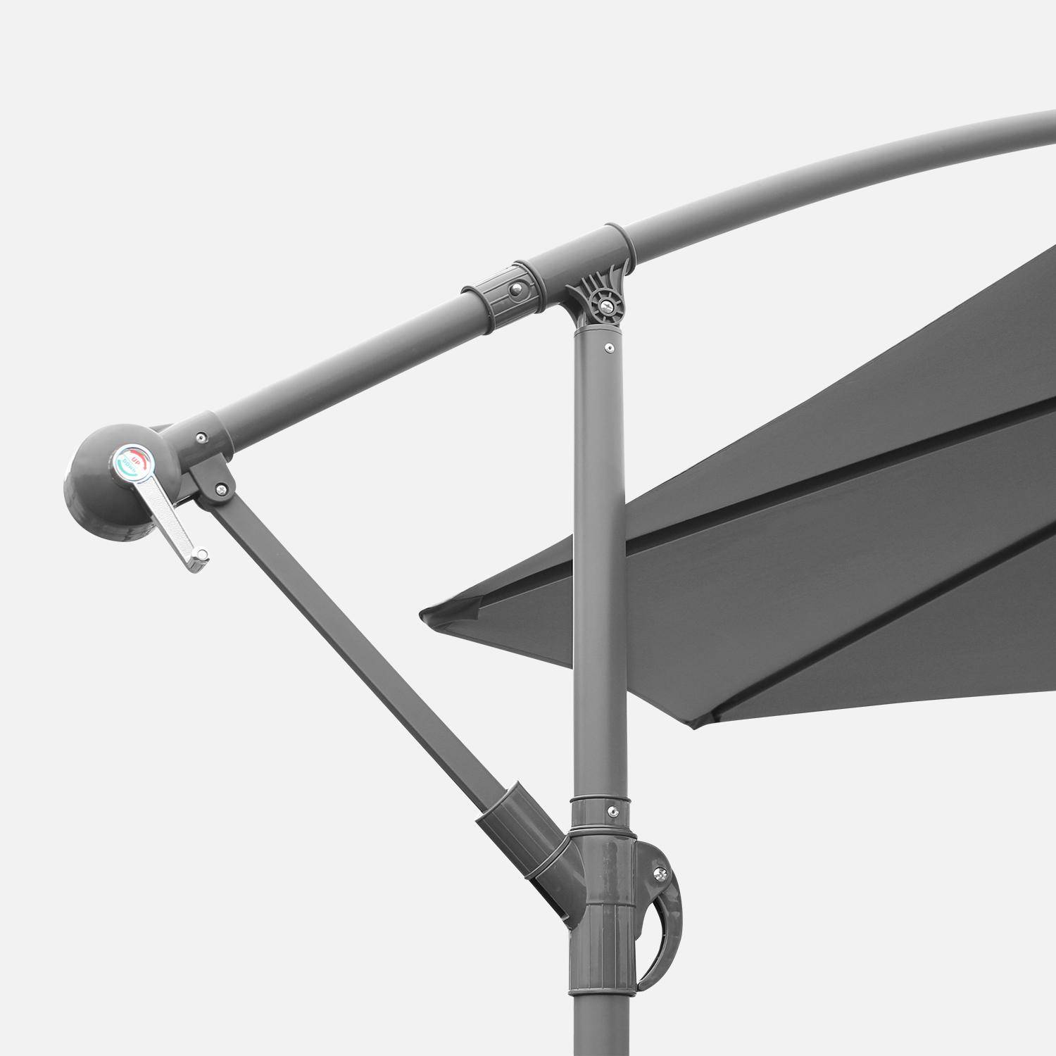 Ombrellone offset Ø350cm - Hardelot - Colore grigio, struttura antracite, manovella a scomparsa. Photo4