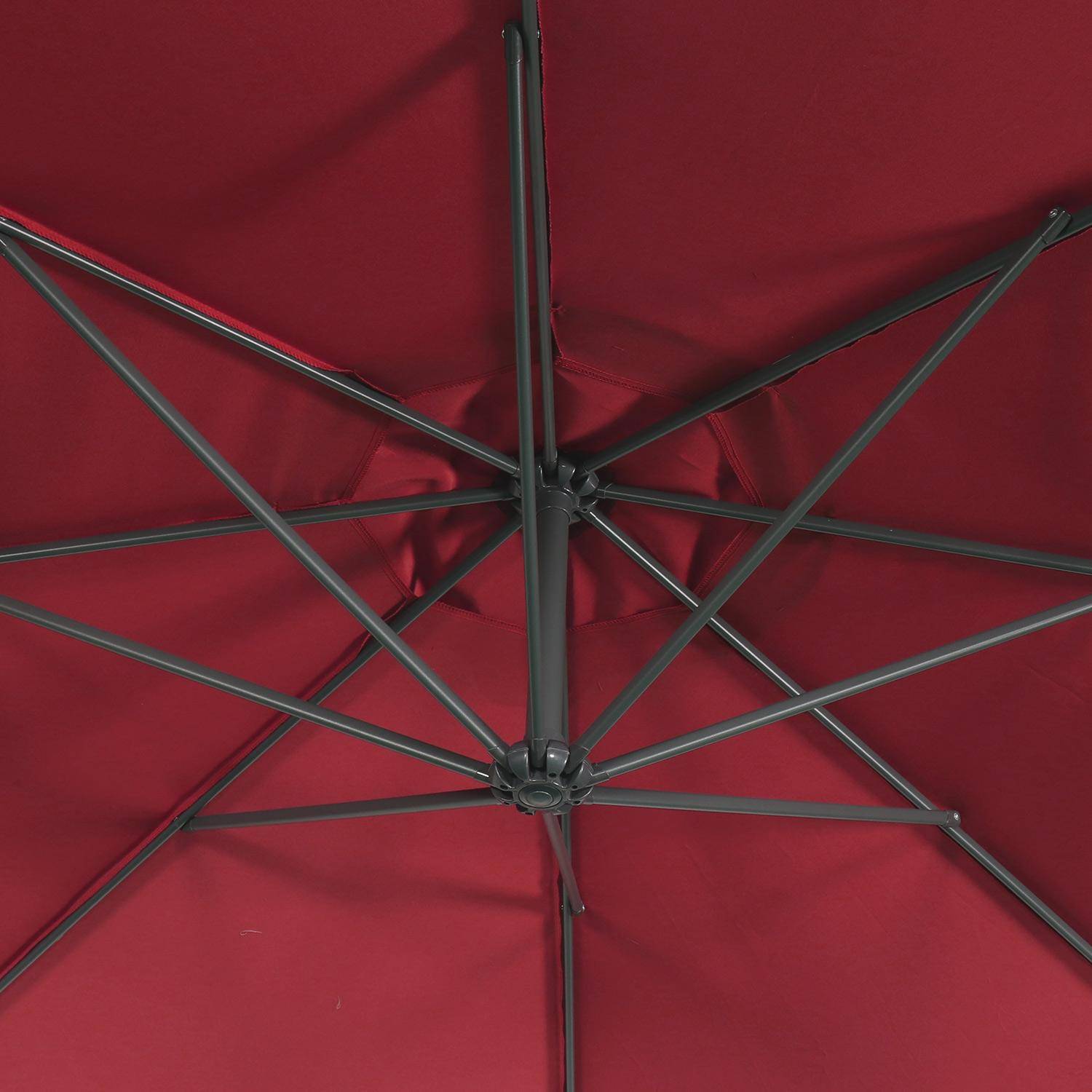 Parasol déporté Ø350cm - Hardelot - Coloris Rouge, structure anthracite, manivelle anti-retour. Photo5