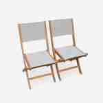 Gartengarnitur aus Holz, großer Tisch 180/240 cm mit Verlängerung, 8 Stühle aus geöltem FSC-Eukalyptusholz und taupegrauem Textilene - Almeria Photo4