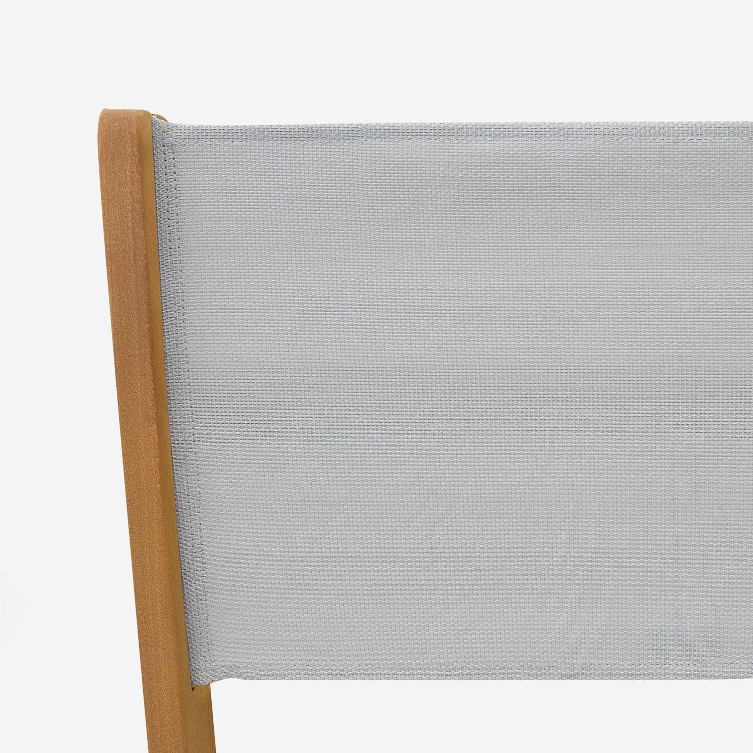 Salon de jardin en bois extensible - Almeria - Grande table 180/240cm avec rallonge, 8 chaises, en bois d'Eucalyptus huilé et textilène gris taupe,sweeek,Photo7