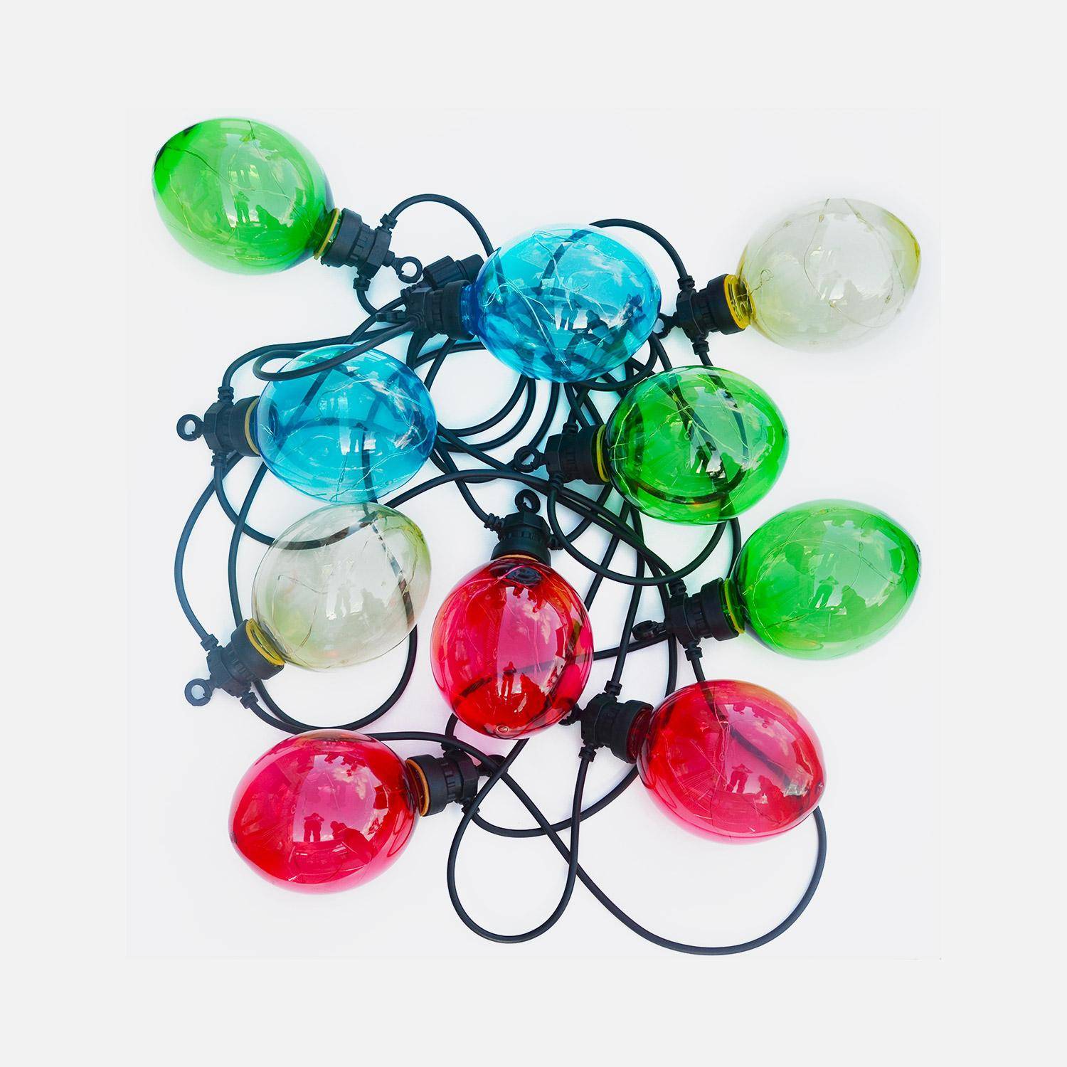 Morphée - Guirlande lumineuse extérieure avec 10 boules lumineuses, 100 LED, à piles, fonction timer, 8 modes, 4,5 m de long Photo2