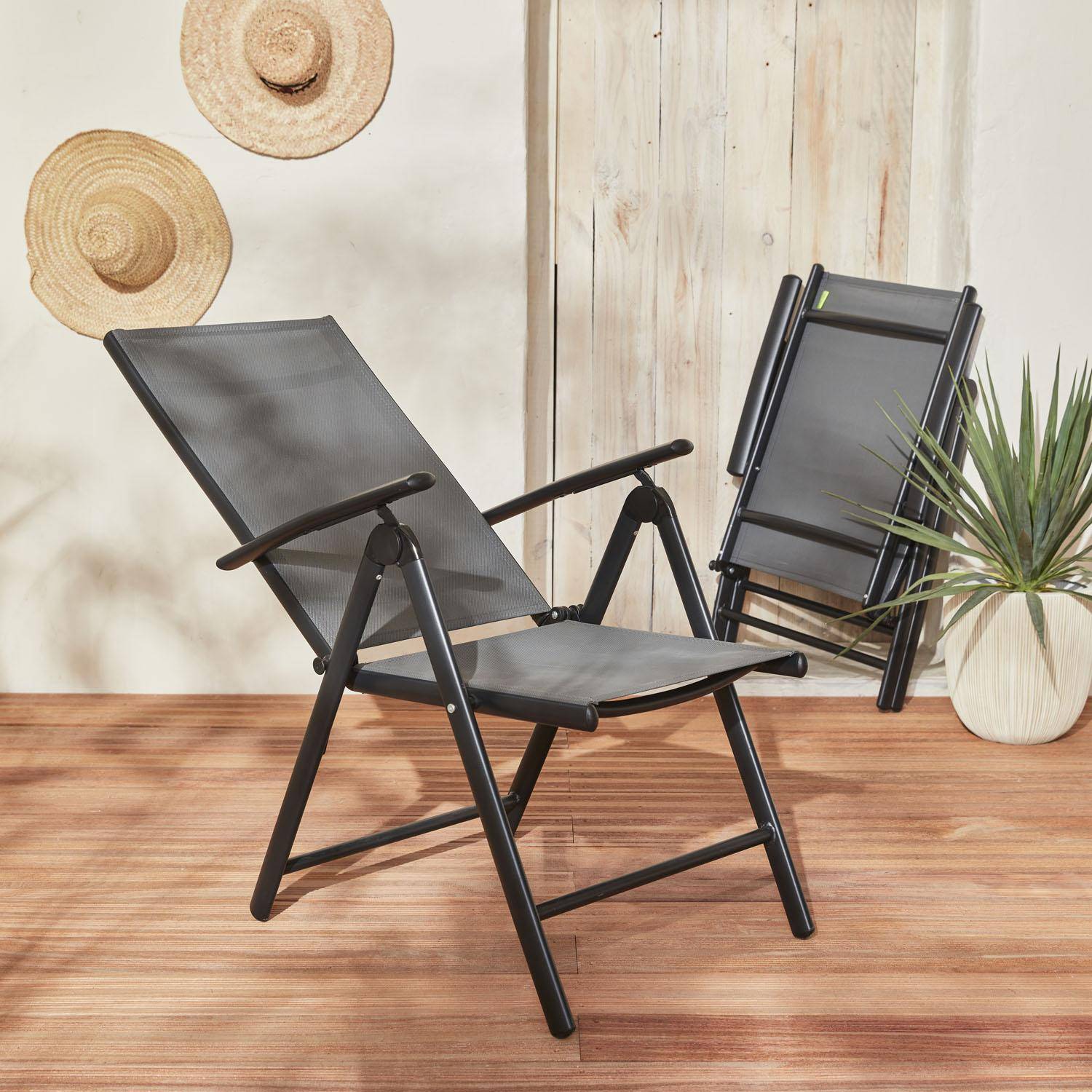 Set van 2 Naevia tuinstoelen van aluminium en textileen Photo2