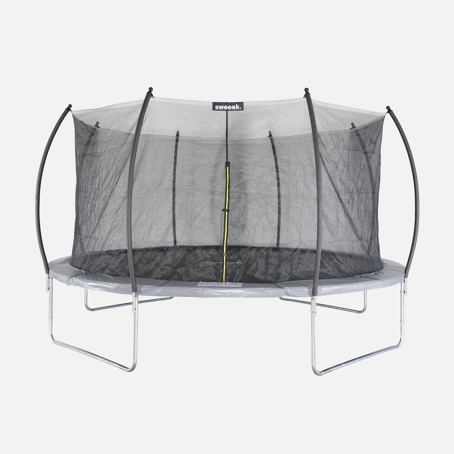 Trampolina okrągła Ø 490 cm szara z wewnętrzną siatką ochronną - Jupiter Inner XXL - drabinka, plandeka, siatka na buty i zestaw kotwiący 4,90 m 490 cm Photo2