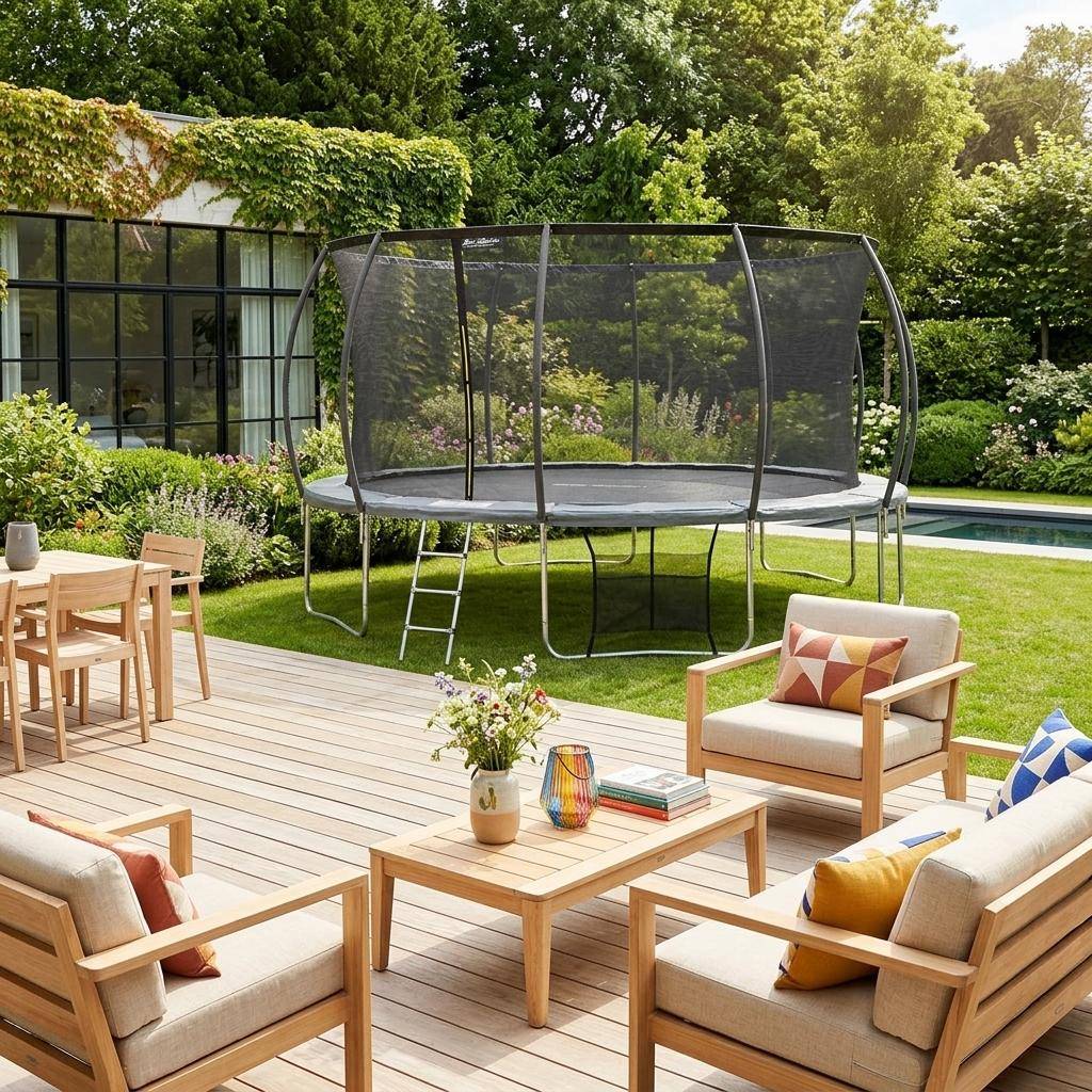 Trampolino retondo 490cm rete interna con pacchetto accessori Grigio - 487x487x90 cm,sweeek,Photo1