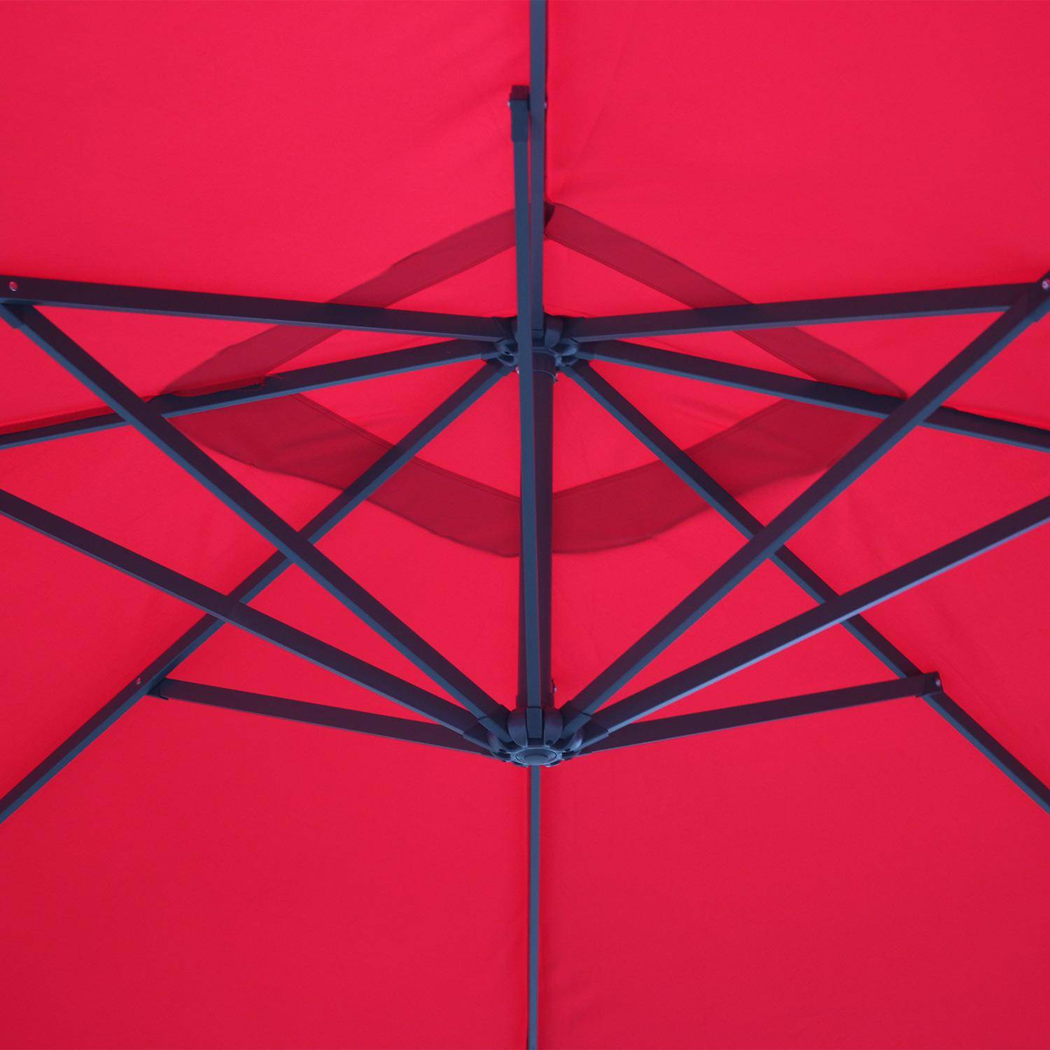 Parasol déporté carré 3x3m - Hardelot 3x3m - Rouge - Manivelle anti-retour | Toile déperlante | Facile à utiliser,sweeek,Photo6