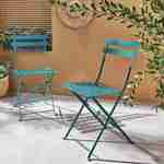 Lot de 2 chaises de jardin pliables - Emilia bleu canard - Acier thermolaqué Photo1