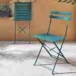 Lot de 2 chaises de jardin pliables - Emilia bleu canard - Acier thermolaqué Photo2