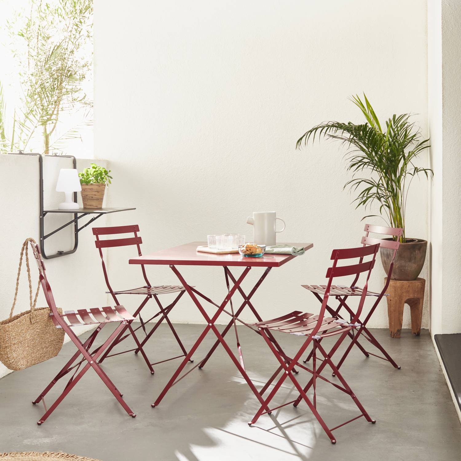 Set mit 2 klappbaren Gartenstühlen - Emilia bordeaux - Pulverbeschichteter Stahl | sweeek