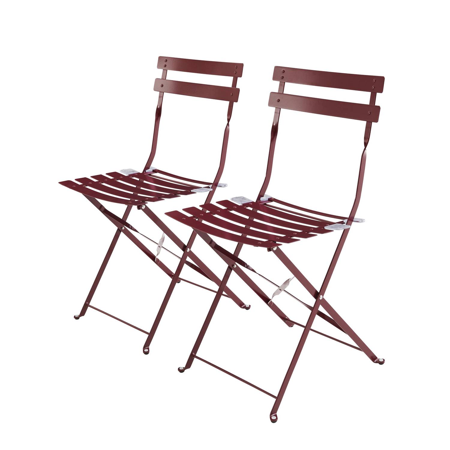 Set mit 2 klappbaren Gartenstühlen - Emilia bordeaux - Pulverbeschichteter Stahl Photo2