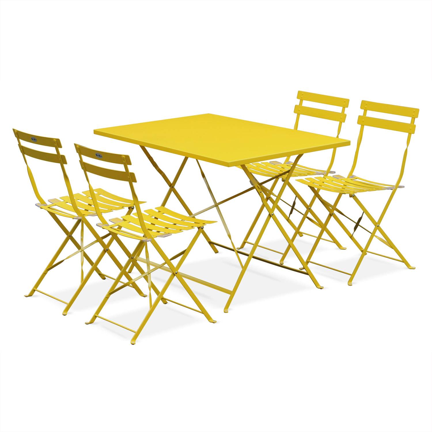 Table jardin bistrot pliable - Emilia rectangle jaune- Table rectangle 110x70cm en acier thermolaqué Photo4