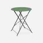 Table de jardin bistrot pliable - Emilia ronde vert de gris- Table ronde Ø60cm en acier thermolaqué Photo4