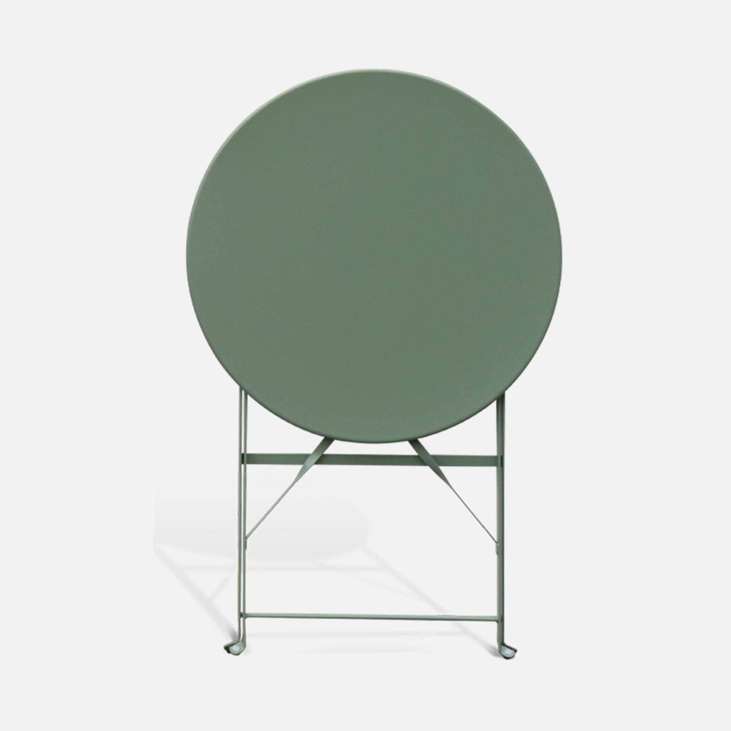Table de jardin bistrot pliable - Emilia ronde vert de gris- Table ronde Ø60cm en acier thermolaqué,sweeek,Photo5