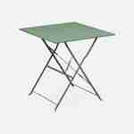 Table jardin bistrot pliable - Emilia carrée vert de gris - Table carrée 70x70cm en acier thermolaqué Photo1