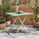 Table jardin bistrot pliable - Emilia carrée vert de gris - Table carrée 70x70cm en acier thermolaqué Photo1