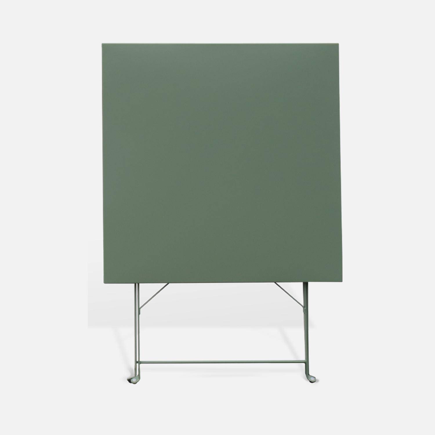 Folding bistro garden table - Emilia carrée vert de gris - Square table 70x70cm in powder coated steel Photo4