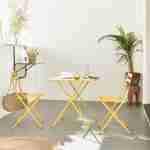 Klappbarer Bistro-Gartentisch - Emilia quadratisch gelb - Quadratischer Tisch 70x70cm aus pulverbeschichtetem Stahl Photo2