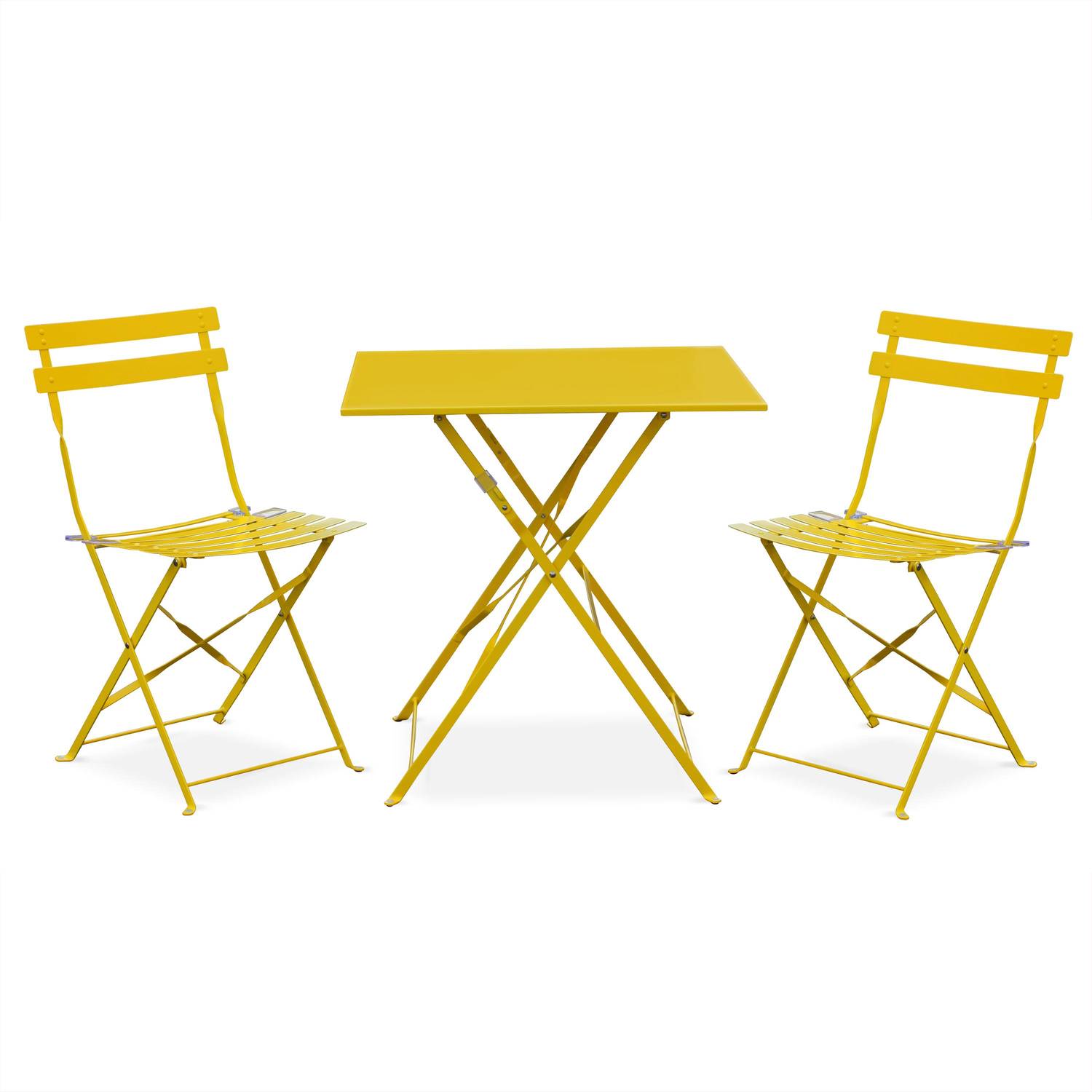 Table jardin bistrot pliable - Emilia carrée jaune- Table carrée 70x70cm en acier thermolaqué Photo4