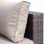 Gartengarnitur, Sessel + Hocker aus Kunststoffrattan schokoladenfarben, braune Kissen Photo5