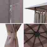 Heavy duty 3x3m gazebo with curtains - Garden tent with curtains - Elusa - Beige-brown Photo4