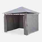 Tonnelle 3x3 m - Elusa - Toile grise - Pergola avec rideaux, tente de jardin, barnum, chapiteau, réception Photo2