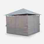 Tonnelle 3x3 m - Elusa - Toile grise - Pergola avec rideaux, tente de jardin, barnum, chapiteau, réception Photo3