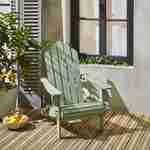 Fauteuil de jardin en bois peint - Adirondack Salamanca Vert de gris - Eucalyptus FSC, chaise de terrasse rétro, siège de plage pliable Photo1
