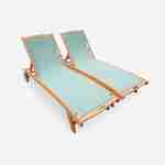 2er Set Holz Sonnenliegen - Marbella Graugrün - 2 Liegestühle aus geöltem FSC-Eukalyptusholz und Textilene in Graugrün Photo1