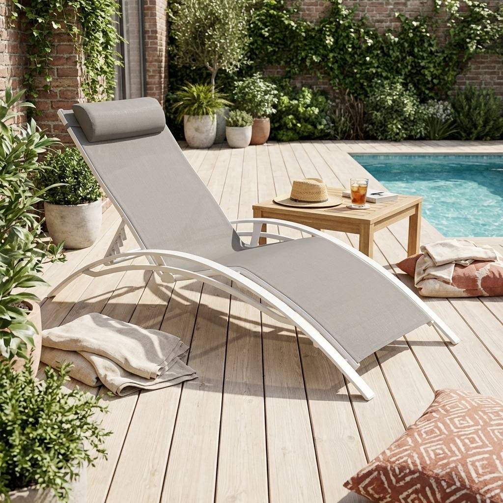 Replacement seat back and fabric for Louisa sun lounger, White