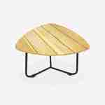 Salon de jardin bas 2 places LOMBOK – Lot de 2 chaises avec table d’appoint, résine tressée effet rotin, coussins beiges Photo4