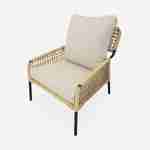 Lage loungeset 4 plaatsen Komodo – 2-persoonsbank en 2 stoelen met 3 bijzettaffeltjes - Wicker, rotan-effect - Beige Photo3