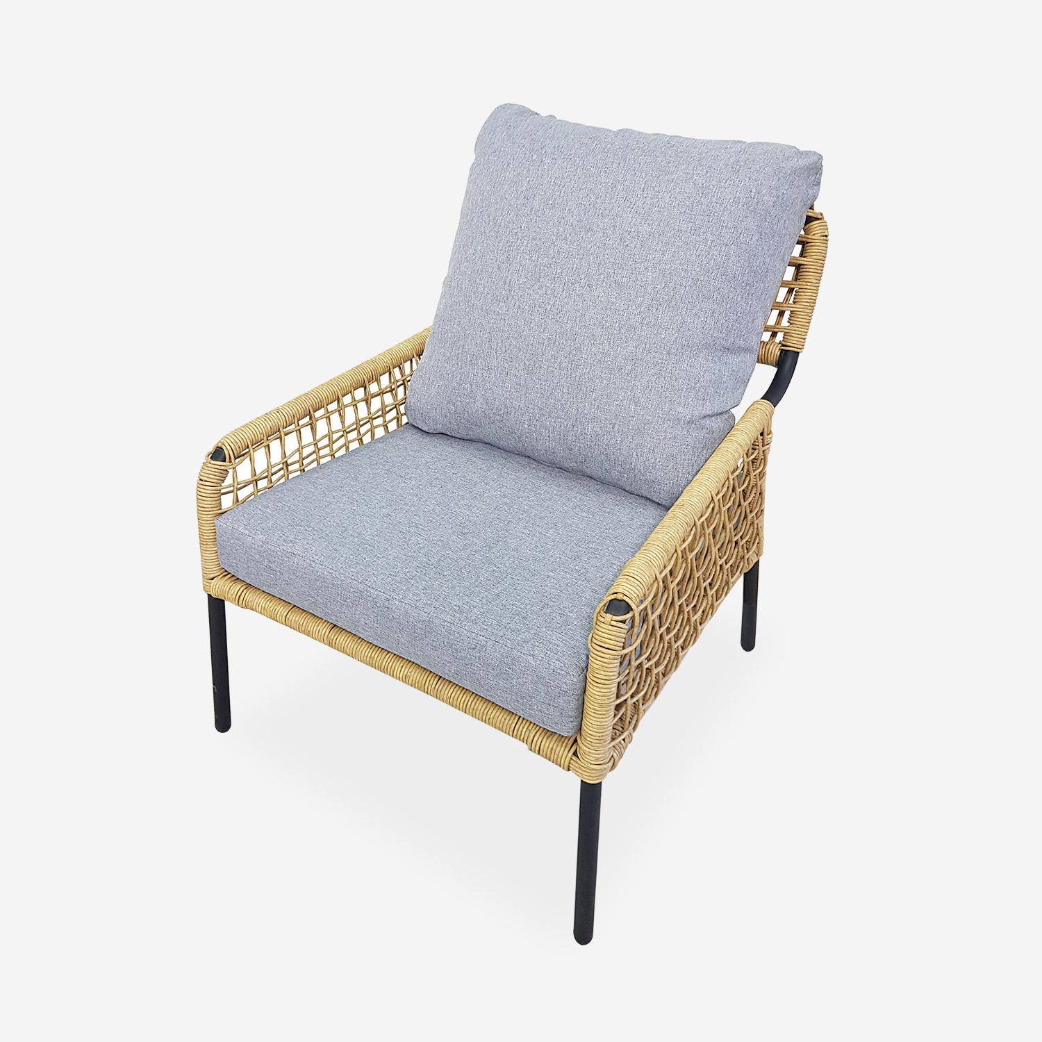 4-seater bamboo-effect rattan garden sofa set - Komodo - Natural, Grey Photo3