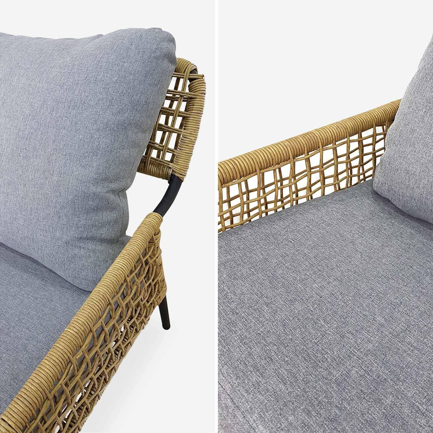 4-seater bamboo-effect rattan garden sofa set - Komodo - Natural, Grey Photo5