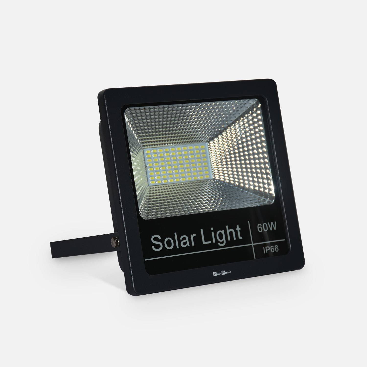 Projecteur solaire LED 40W avec panneau solaire télécommandé blanc froid, lampe résistante à la pluie et autonome, spot extra puissant 1500 lumens équivalent 125W Photo2