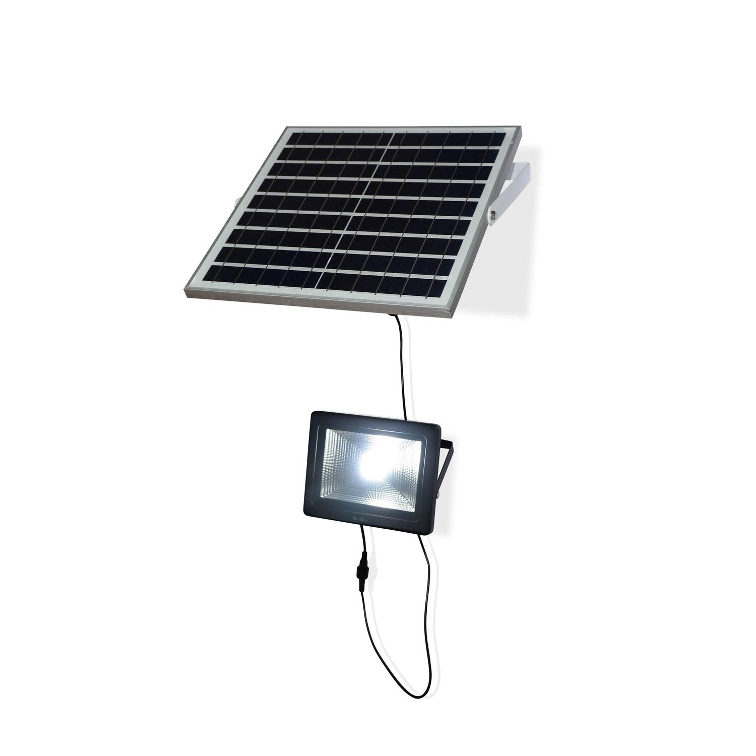 Projecteur solaire LED 20W avec panneau solaire télécommandé blanc froid, lampe résistante à la pluie et autonome, spot extra puissant 2400 lumens équivalent 150W Photo4
