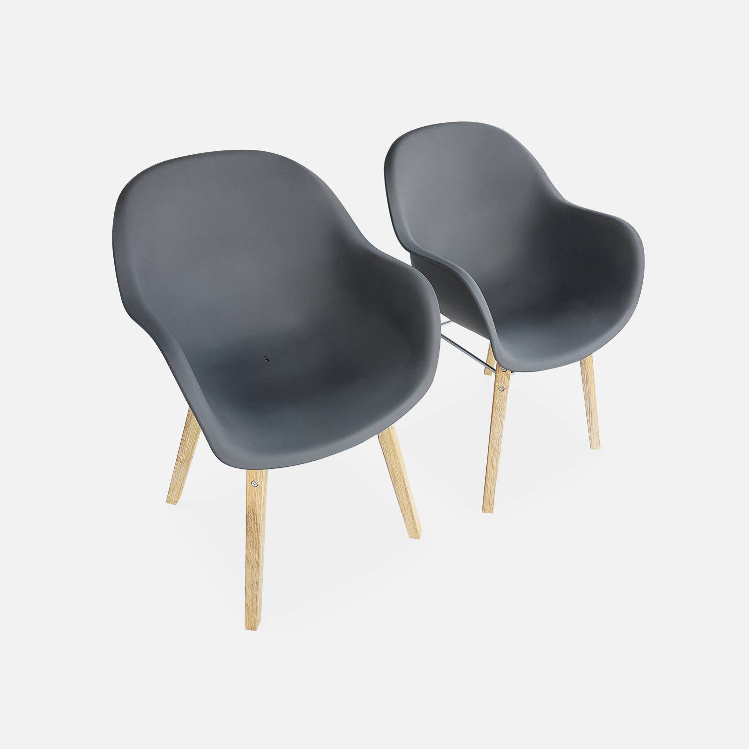 Conjunto de 2 sillones escandinavos CELEBES, acacia y resina inyectada, gris, Interior / exterior | sweeek