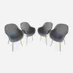 Lot de 4 fauteuils scandinaves CELEBES, acacia et résine injectée, gris, Intérieur/extérieur Photo1