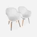 Lot de 2 fauteuils scandinaves CELEBES, acacia et résine injectée, blanc, Intérieur/extérieur Photo3
