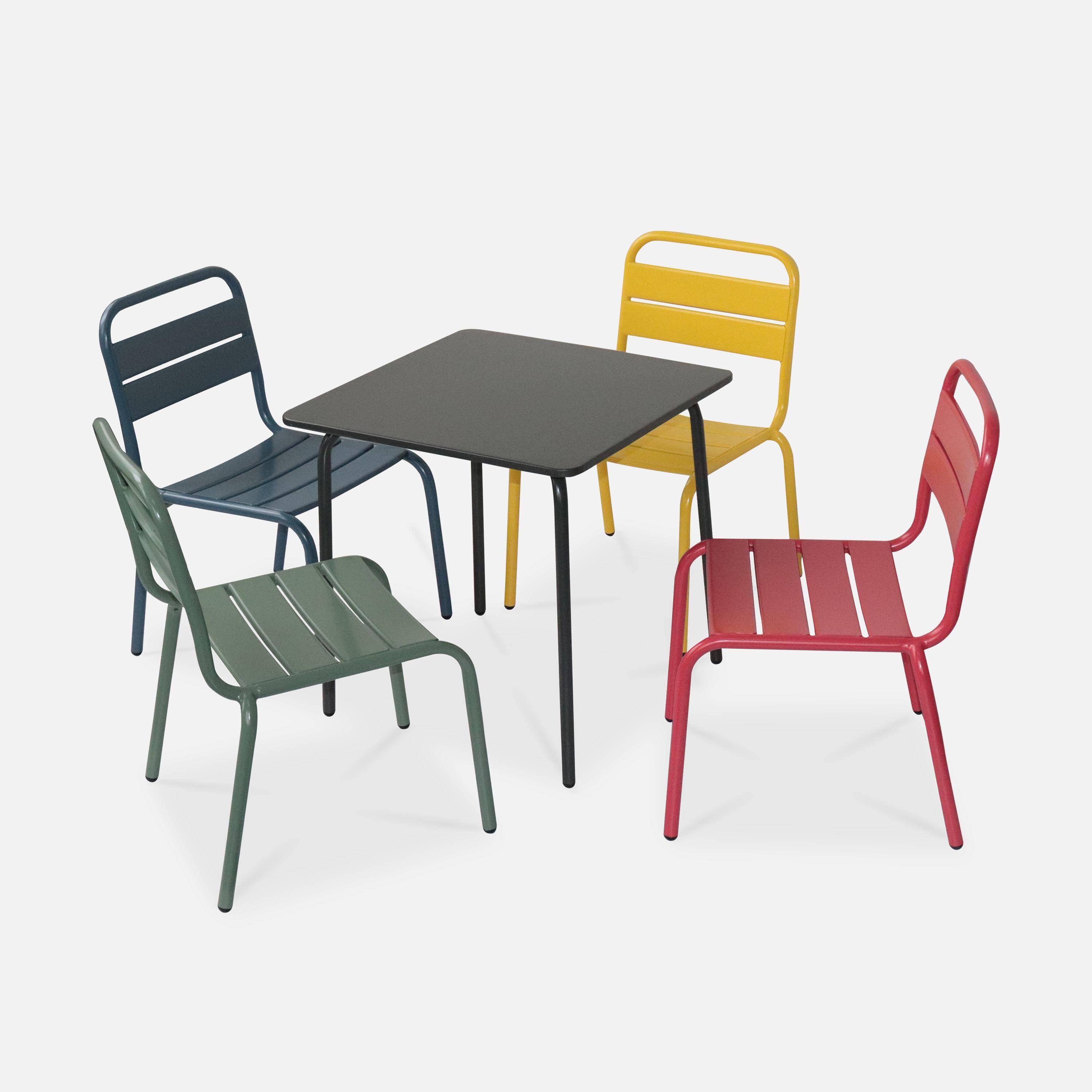 Salon de jardin enfant, table et chaises métal enfant - Anna - Multicolore, 4 places, table et chaises, 48x48cm Photo4