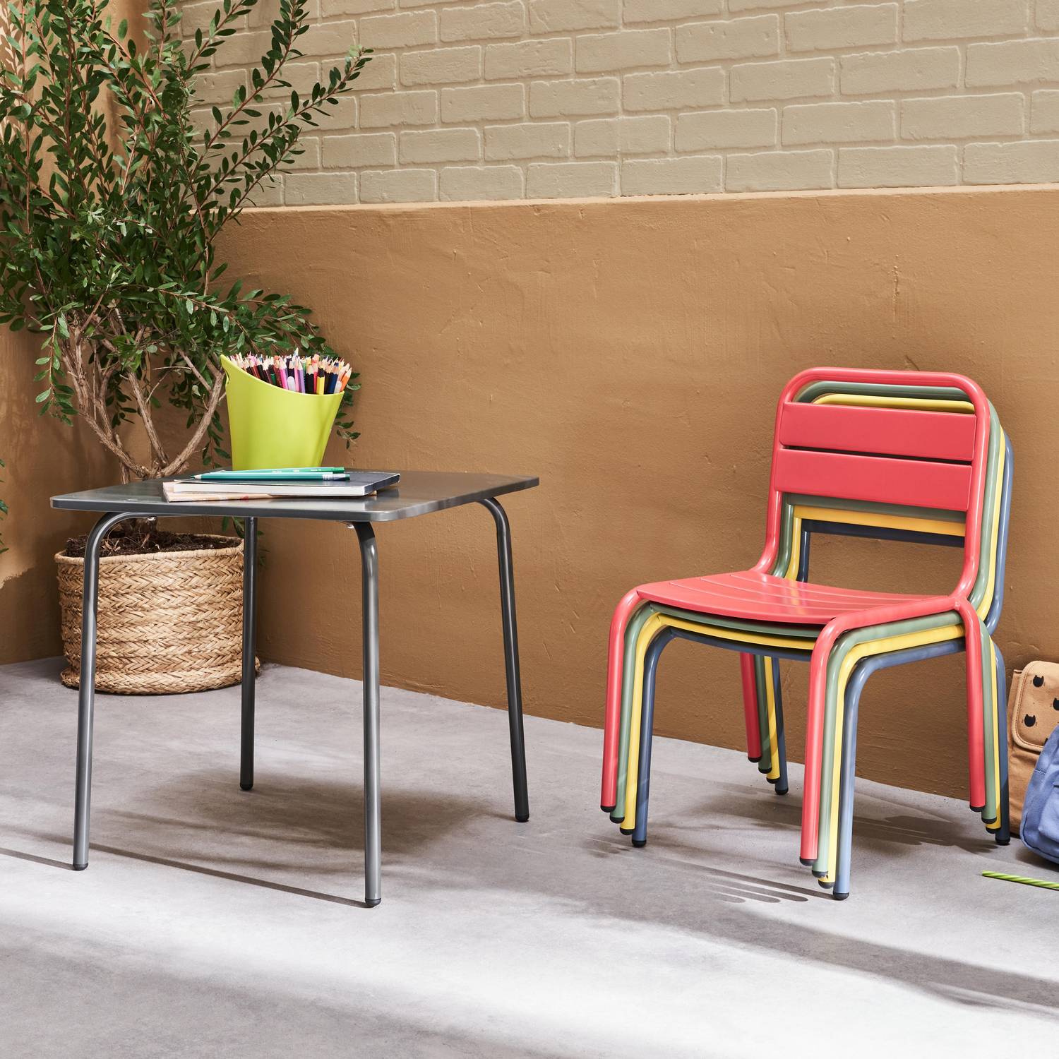 Salon de jardin pour enfants - Anna - Multicolore, 4 places, table et chaises, 48x48cm Photo2