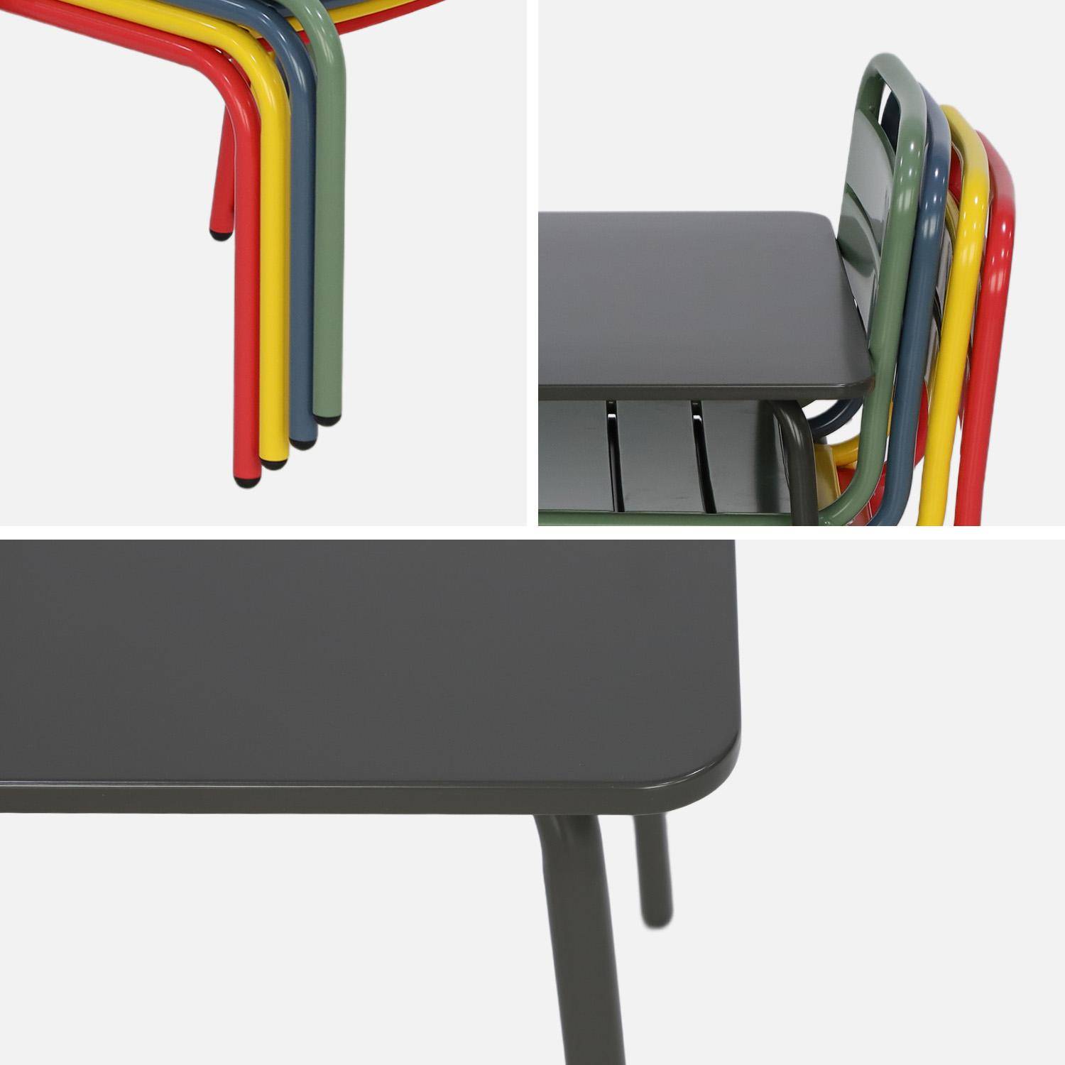 Kindertuinset, tafel en metalen stoelen voor 4 meerkleurig - Anna,sweeek,Photo4