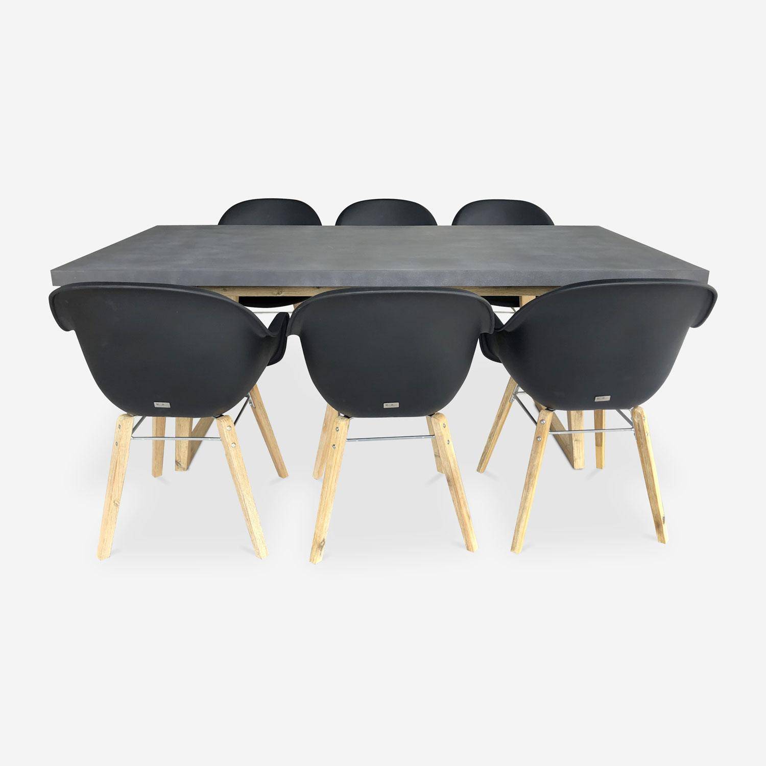 Tuintafel vezelcement 200cm BORNEO en 6 stoelen scandinavische stijl CELEBES antraciet  Photo2