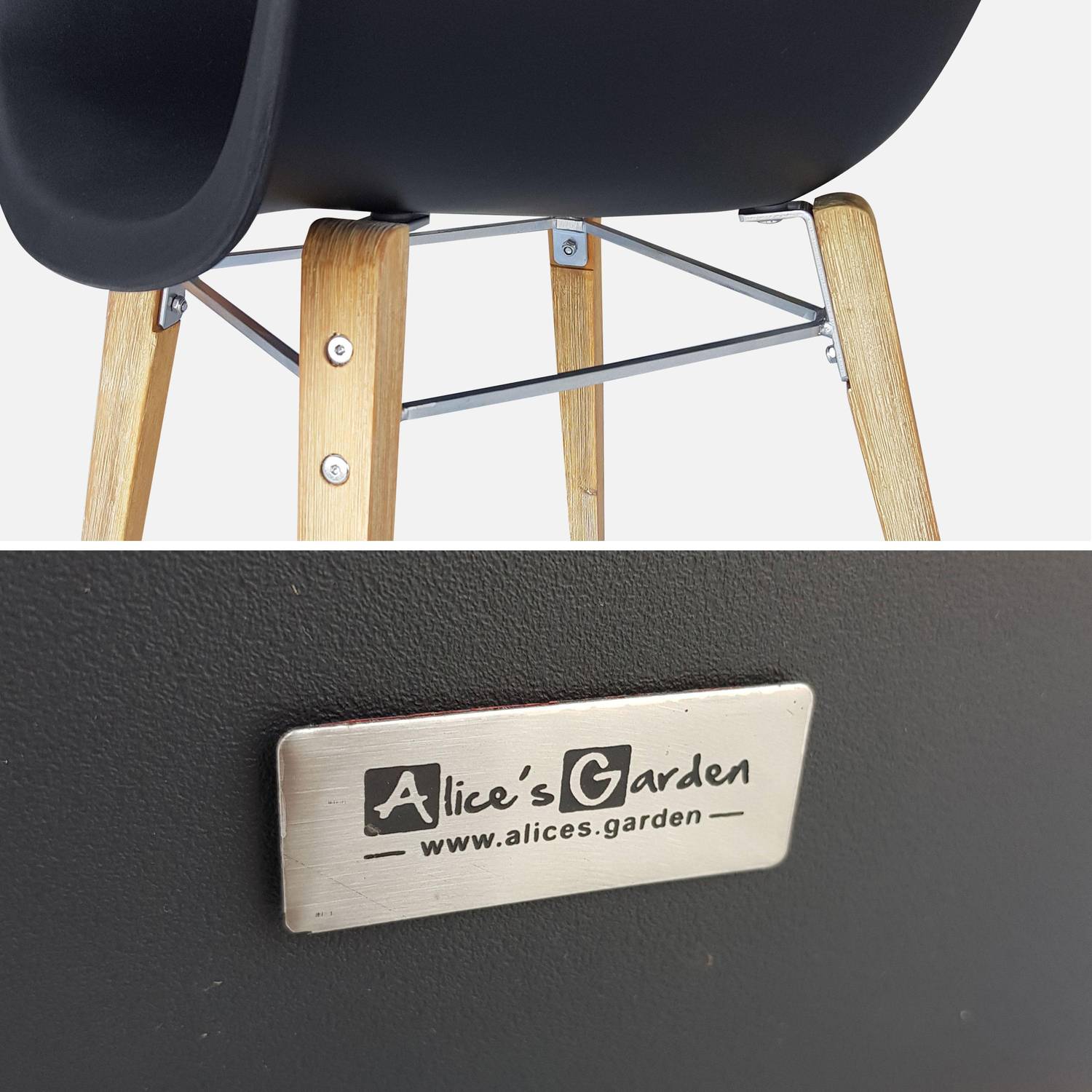 Tuintafel vezelcement 200cm BORNEO en 6 stoelen scandinavische stijl CELEBES antraciet  Photo6