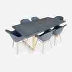 Table de jardin en fibre de ciment 200 cm BORNEO et 6 fauteuils scandinaves CELEBES gris Photo1