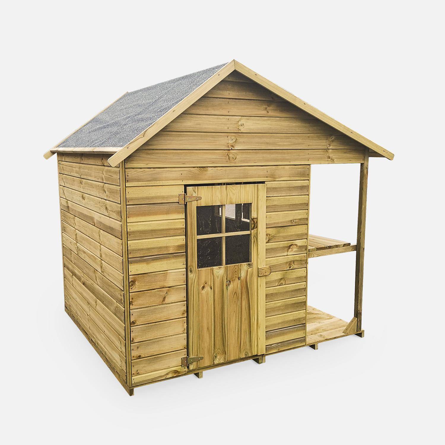 Maisonnette avec étalage en bois FSC de 2,6m², Hortensia - cabane pour enfants en pin autoclave Photo1