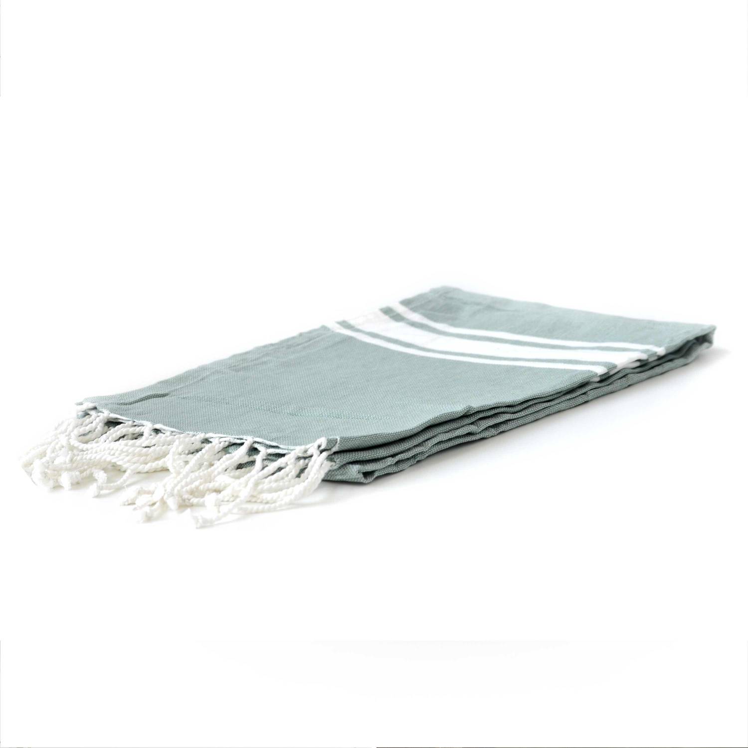 Fouta – 190x100cm – Vert de gris, serviette Tunisienne, 100% coton, rectangulaire Photo2