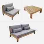 XXL Loungeset van geborsteld hout, gebleekt effect – BAHIA – antraciet kussens, ultra comfortabel, 5 tot 7 plaatsen Photo6